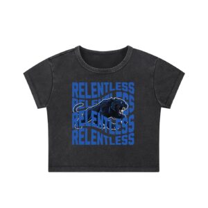 Panthers Snow Washed Crop Top